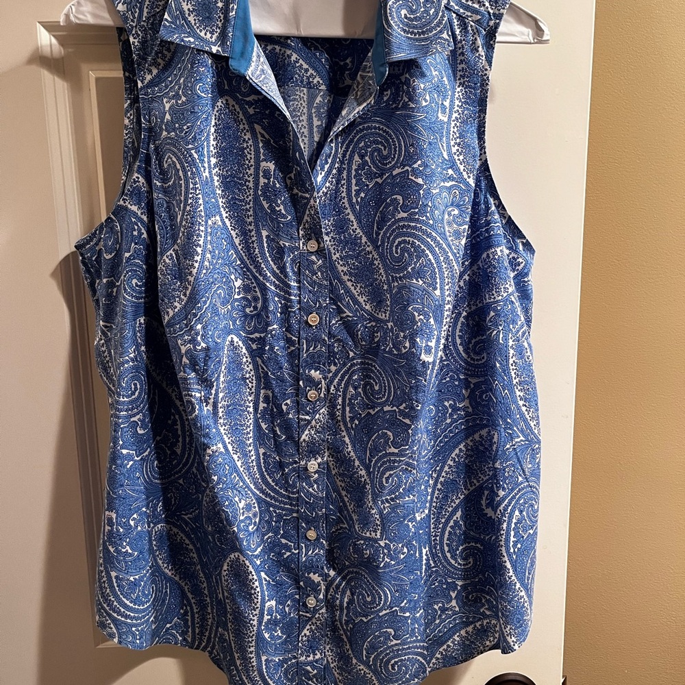 Talbots Blue and White Paisley Shirt